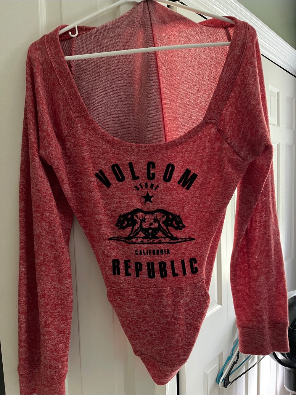 Volcom Women's Red Scoop Neck Long Sleeve Top - Republic Graphic
